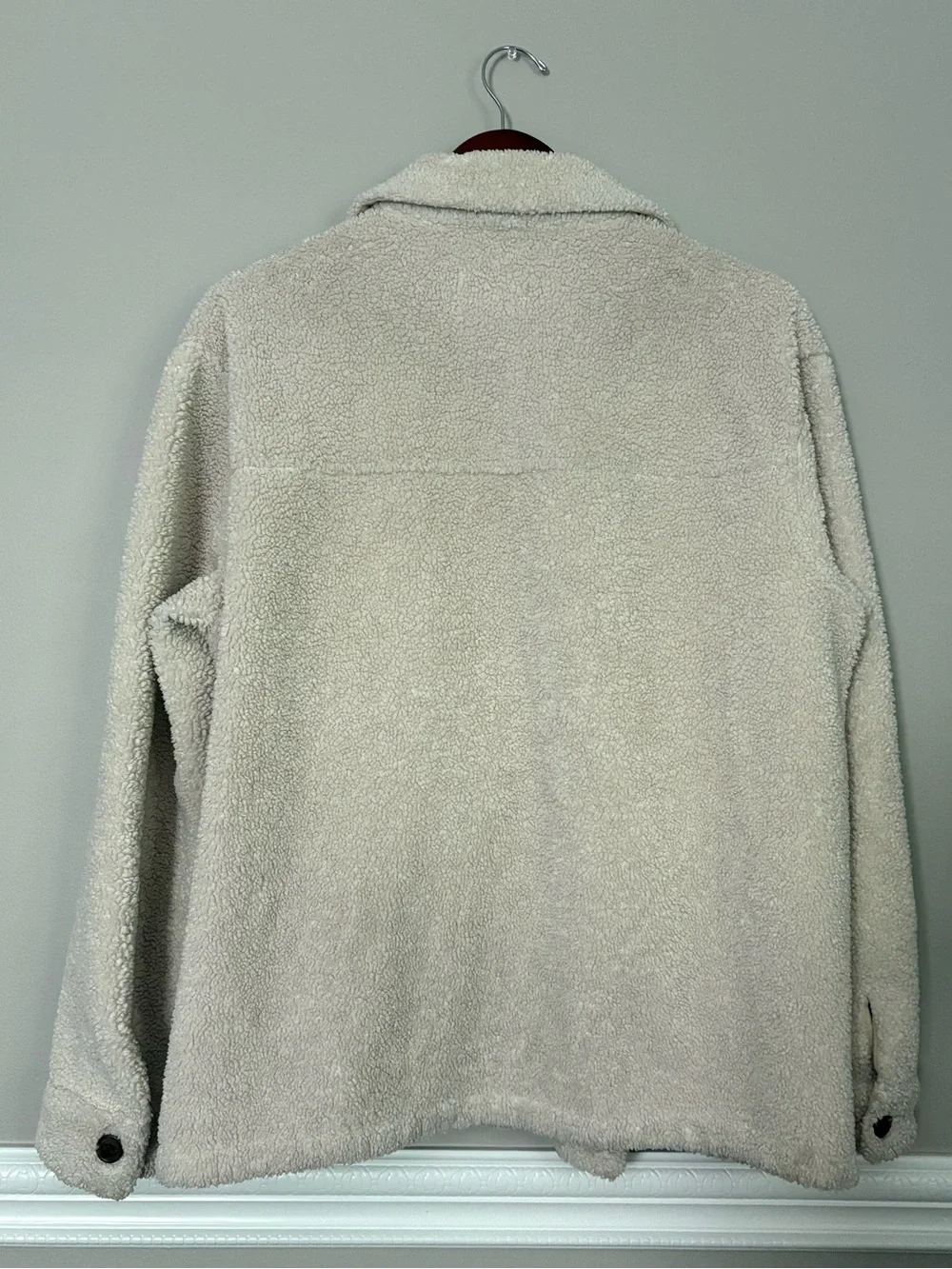 Industry Cream Faux Sherpa Shacket Jacket Medium Oversized Teddy Button Front